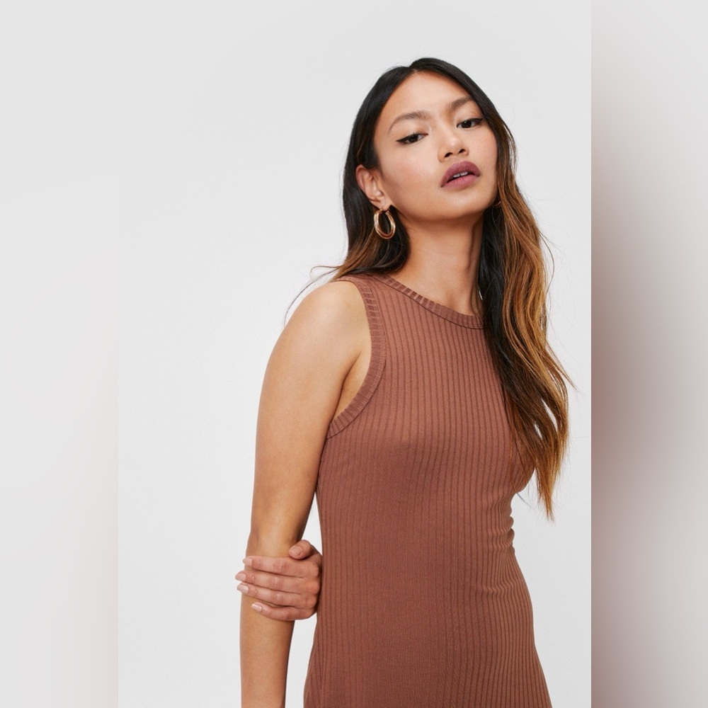 Nasty Gal Ribbed Racer Midi Dress - Picture 2 of 9